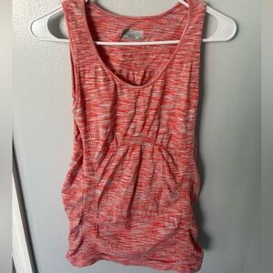 Athleta Women's Space Dyed Sleeveless Orange Tank Top Ruched Activewear Size M